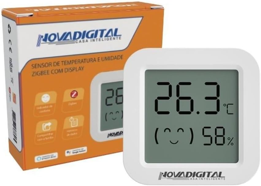 Sensor de Temperatura E Umidade Inteligente Com Display Zigbee Novadigital STU-ZBD
