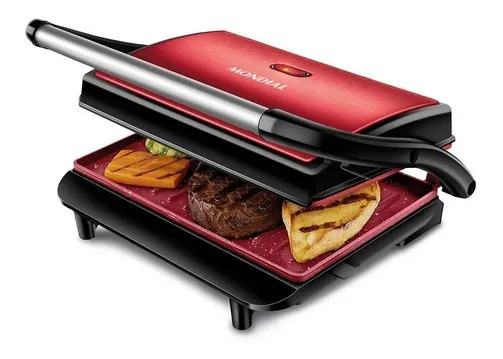 Sanduicheira e Grill Mondial Red Ceramic PG-02