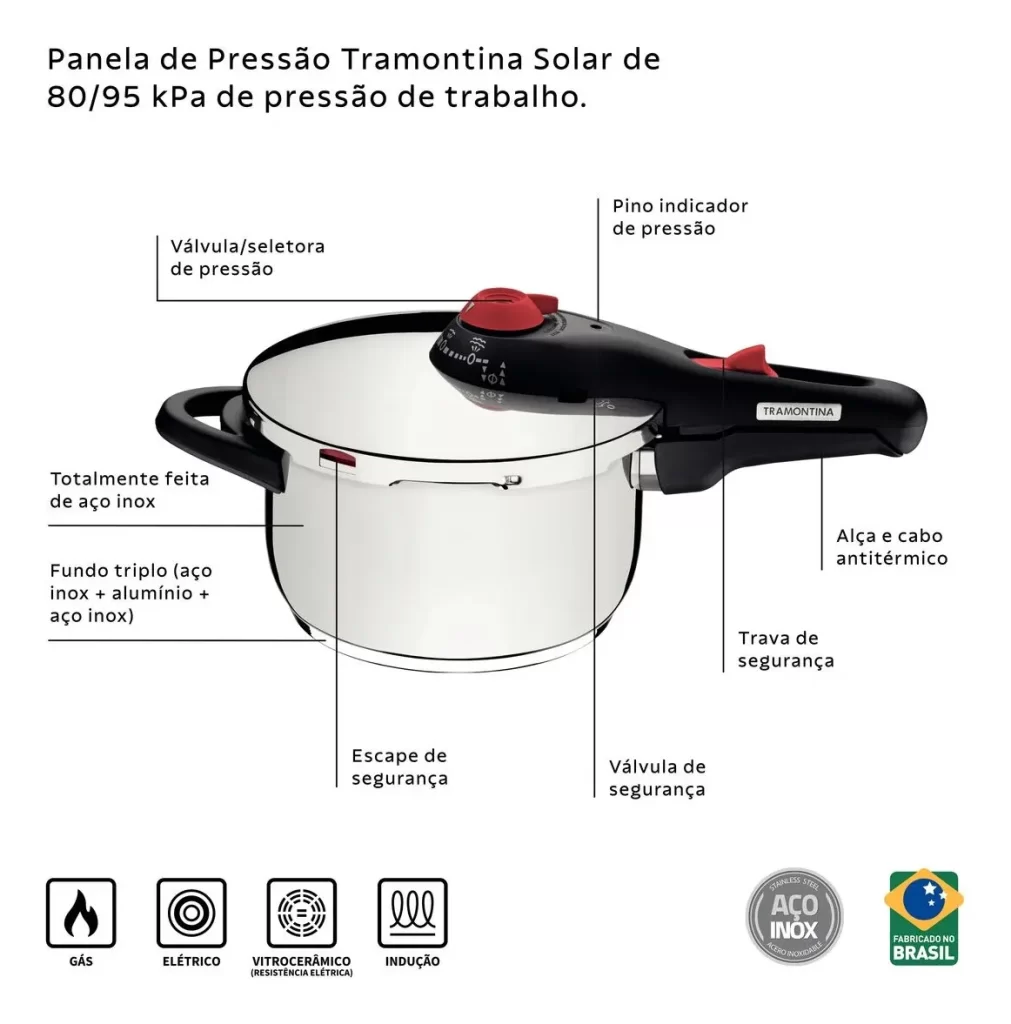Panela de Pressão Inox Tramontina Solar